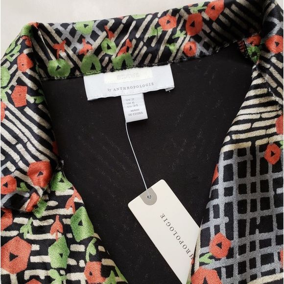 Anthropologie cropped blazer velvet poppy print - Picture 5 of 5